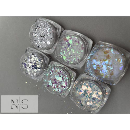 Mix glitter white aurora 2